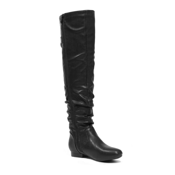 Winter Over The Knee Suede Boots - BLACK PU - 4